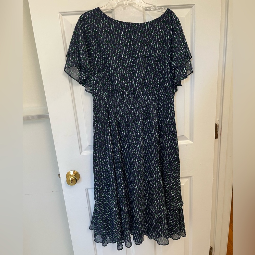 Ann Taylor Blue Ruffled Tiered Midi Dress